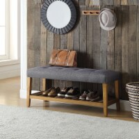 Wooden Bench, Gray & Oak- Saltoro Sherpi