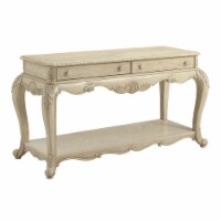 Vintage Style Wooden Sofa Table with Two Drawers and One Open Shelf, White- Saltoro Sherpi