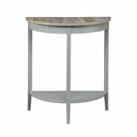 Wooden Half Moon Shaped Console Table with One Open Bottom Shelf, Oak Brown and Gray- Saltoro