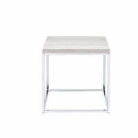 ACME Snyder Square End Table in Chrome and White