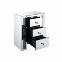 Wood & Mirror Nightstand with Agate Inserts, Silver- Saltoro Sherpi