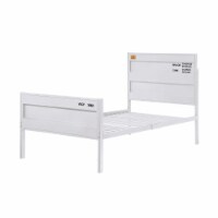 Industrial Style Metal Twin Size Bed with Straight Leg Support, White- Saltoro Sherpi