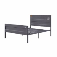 Industrial Style Metal Full Size Bed with Straight Leg Support, Gray- Saltoro Sherpi