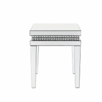 End Table, Mirrored & Faux Crystals Inlay