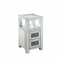 Accent Table, Clear Glass, Mirrored & Faux Diamonds