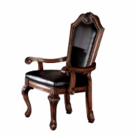 10039A Arm Chair (Set-2) - Black PU & Cherry