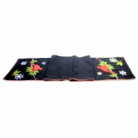 Christmas Black Table Runner W/Cardinal Cotton Embroidered Snowflakes 53127D