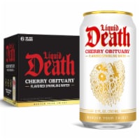 Liquid Death, Cherry Obituary, Cherry-Flavored Sparkling Water Perspective: Main