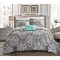 Abello 4 Piece Reversible Duvet Cover Set Two-Tone Medallion Print Zipper Closure Bedding