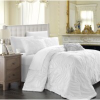 Chic Home Ella 4-piece Duvet Cover Set, Shams and Decorative Pillow Included White Queen