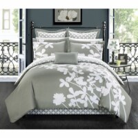 7 Piece Sire Reversible large scale floral design printed with diamond pattern reverse