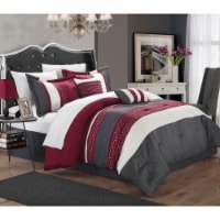 Chic Home Coralie 6-piece Comforter Set Hotel Collection Burgundy King