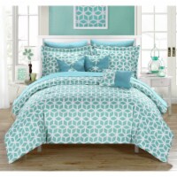 Chic Home 8/10 Piece Ritchelle Geometric Diamond Printed reversible Bed In a Bag Comforter