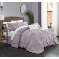 Chic Home 6 Piece Hilton Floral Pinch Pleat Ruffled Designer Embellished Comforter Set