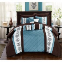 Chic Home 8/10 Piece Adam Pintuck Pieced Color Block Embroidery Bed In a Bag Comforter Set