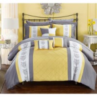 Chic Home 8/10 Piece Adam Pintuck Pieced Color Block Embroidery Bed In a Bag Comforter Set