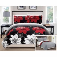 Chic Home Floral Printed Quilt Set, Multiple Colors Black Queen