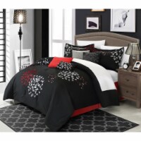 Cheila 8-Piece Embroidered Comforter Set Black King
