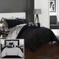 10 Piece Dahlia Rope like Pinch Pleated REVERSIBLE Oversized and Overfilled Bed In a Bag