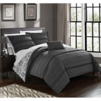 Chic Home 4 Piece Clover Pleated and Ruffled REVERSIBLE Paisely FLoral Print Duvet Cover Set