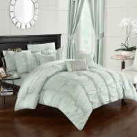 10 Piece Voni Pinch Pleated, ruffled and pleated complete Bed In a Bag Comforter Set Sheets