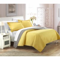 Lugano Reversible Color Block Modern design Quilt with Shams Set yellow twin