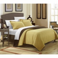 Lugano Reversible Color Block Modern design Quilt with Shams Set gold twin
