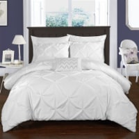Weber 8 Piece Duvet Cover Set Pinch Pleat Ruffled Design Embellished Zipper Closure Bedding