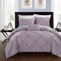 Weber 8 Piece Duvet Cover Set Pinch Pleat Ruffled Design Embellished Zipper Closure Bedding