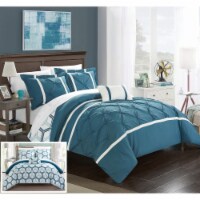 Chic Home 3/4 Piece Eula Pinch Pleated Ruffled and Reversible Geometric Design Printed