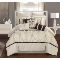 Chic Home 16 Piece Ash Floral Pinch Pleat Ruffled Designer Embellished Comforter Set With