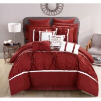 Chic Home 16 Piece Ash Floral Pinch Pleat Ruffled Designer Embellished Comforter Set With