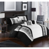 Chic Home 8/10 Piece Adam Pintuck Pieced Color Block Embroidery Bed In a Bag Comforter Set