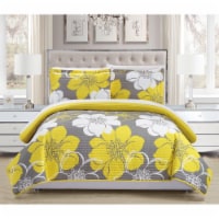 Chic Home Floral Printed Quilt Set, Multiple Colors Yellow Twin