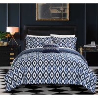 Amare 4 or 3 Piece Reversible Duvet Cover Set Two Tone Ikat Diamond Print Geometric Pattern