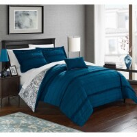 Chic Home 4 Piece Clover Pleated and Ruffled REVERSIBLE Paisely FLoral Print Duvet Cover Set
