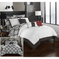 Chic Home 10 Piece Naira Black and White REVERSIBLE Medallion printed PLUSH Hotel Collection