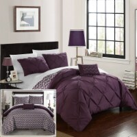 Chic Home 3/4 Piece Portia Pinch Pleated, REVERSIBLE Chevron Print ruffled and pleated