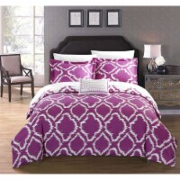 Sasha 4 or 3 Piece Reversible Duvet Cover Set Two-Tone Ikat Geometric Diamond Pattern Print