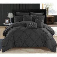 Alvatore Pinch Pleated Bed in a Bag Comforter Set black twin