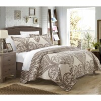 3 or 2 Piece Revenna REVERSIBLE printed Quilt Set. Front a traditional pattern and Reverses