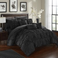 Chic Home 8/10 Piece Sheffield Floral Pinch Pleat Ruffled Designer Embellished Bed In a Bag