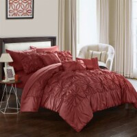 Chic Home 8/10 Piece Sheffield Floral Pinch Pleat Ruffled Designer Embellished Bed In a Bag