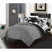 3 Piece Amaryllis Reversible large scale floral design printed with diamond pattern reverse