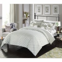 3 Piece Amaryllis Reversible large scale floral design printed with diamond pattern reverse