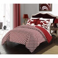 3 Piece Amaryllis Reversible large scale floral design printed with diamond pattern reverse