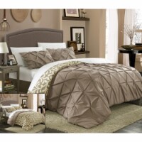 Chic Home 3-Piece Tirina Pleated Pin tuck Reversible Duvet Set Taupe Queen