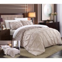 Chic Home 3-Piece Tirina Pleated Pin tuck Reversible Duvet Set Plum Queen