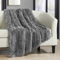 Alaska Shaggy Supersoft Faux Fur Throw Blanket Silver