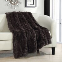 Alaska Shaggy Supersoft Faux Fur Throw Blanket Brown